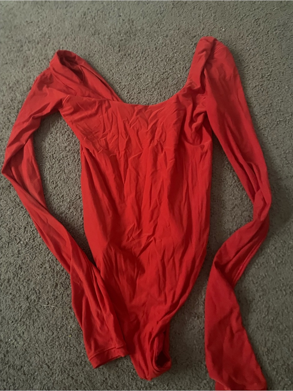 aerie SmoothEZ Scoop Neck Long Sleeve Bodysuit in Bright Red